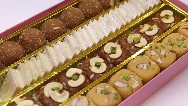 Assorted sweet box mithai box mixed with different kinds of sweets