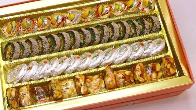Assorted sweet box mithai box mixed with different kinds of sweets