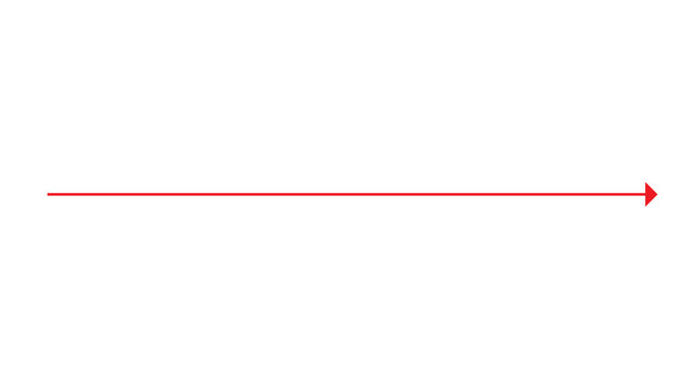 Red thin horizontal arrow pointing right isolated on white background with horizontal pointing isolated background direction illustration navigation interface timeline indicator