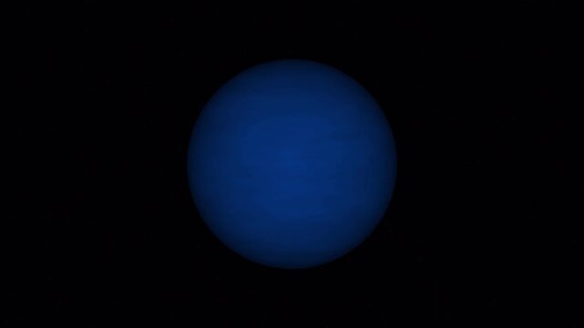 Animated blue Neptune planet rotating in space, isolated with alpha channel for astronomy, science, education and space projects