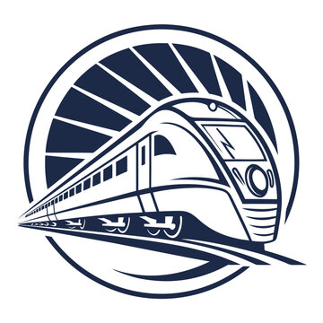 Modern high speed passenger train vector illustration inside a circle