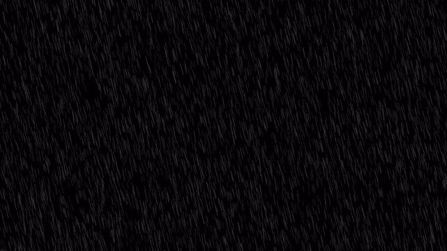 Animated falling rain streaks with alpha channel, ideal for weather scenes, storm effects, overlays and compositing