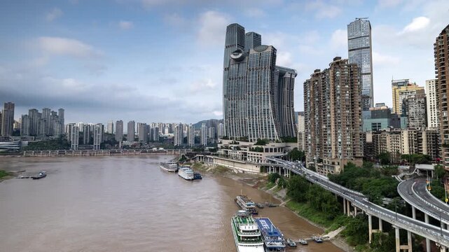  Chongqing cyberpunk city skyline and yangtze