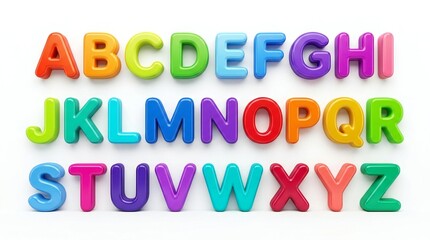 Fototapeta premium Colorful plastic alphabet letters isolated on white background for education and learning. 