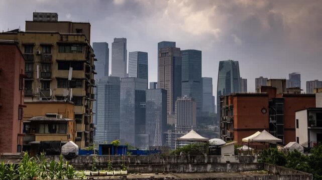 Chongqing cyberpunk city skyline 