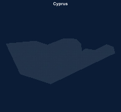 Isolated pixel art map of cyprus with grid overlay Vector
