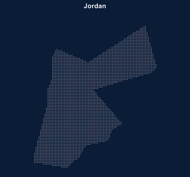 Jordan country pixel art map with grid border Vector
