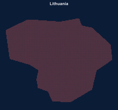 Lithuania country map with grid and red location markers Vector
