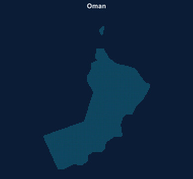 Minimal pixel art map of oman with grid overlay Vector