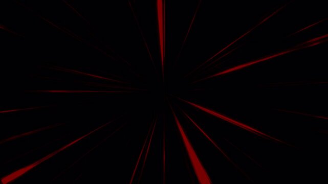Fast red light streak tunnel animation with alpha channel, creating dynamic forward motion, acceleration and futuristic speed effect