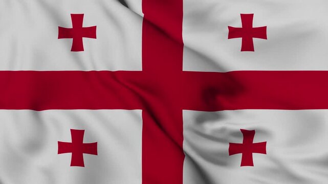4K animation of the Georgian national flag waving in the wind