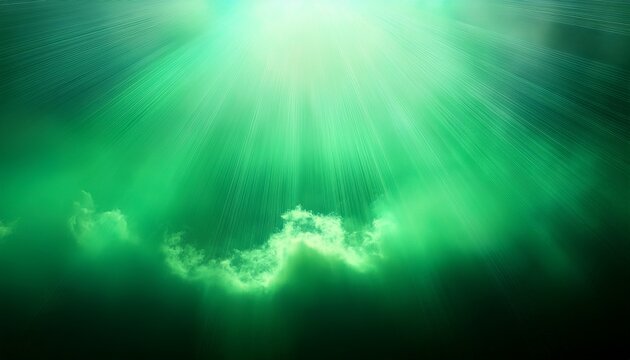 Image Of A Smoky Atmosphere With Rays Of Light On A Green Background