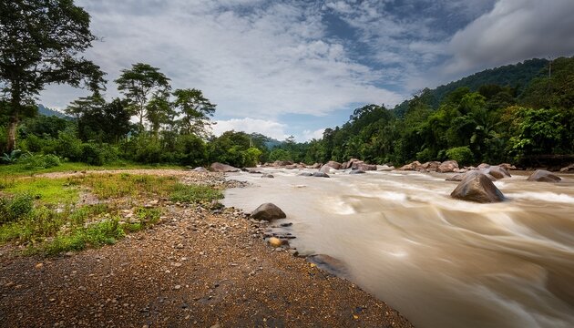 River Flowing From Upstream At Sungai Kampar Gopeng Perak