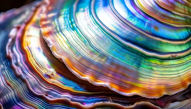 Macro Close Up Of Colorful Iridescent Abalone Shell Texture
