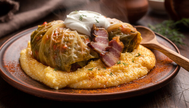 Romanian Sarmale with Mămăligă 