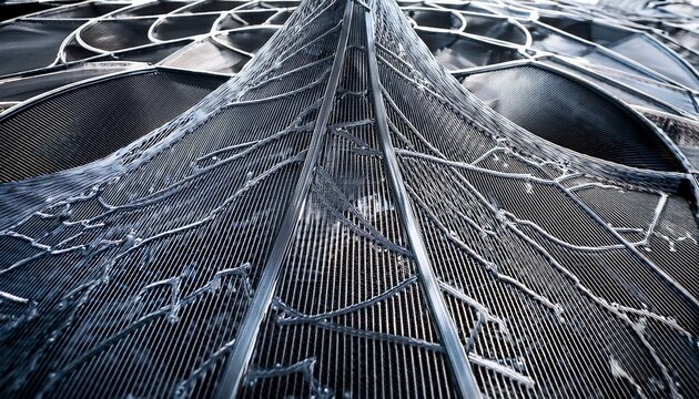Abstract Silver Metallic Lattice Structure Close Up Detail