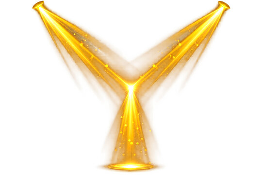 Golden Light Beam Y Formation with Glowing Disco Spotlight Effect
