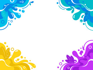 Fototapeta premium Abstract colorful decorative frame with flowing shapes and white center