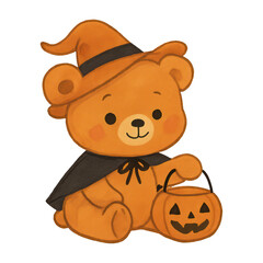 Fototapeta premium PNG Cute Halloween teddy bear illustration.