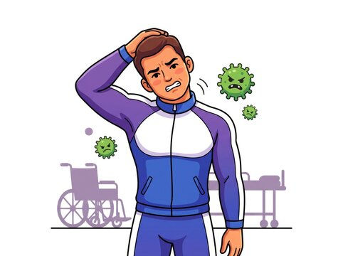Man with Germs in Wheelchair Illustration