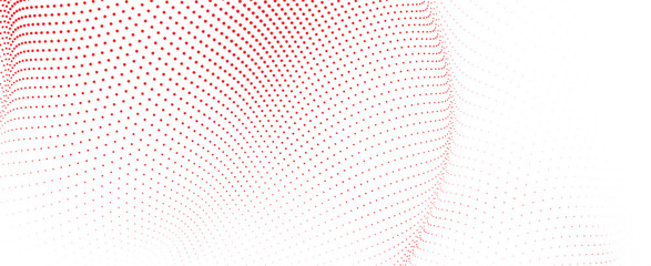 Fototapeta na wymiar Abstract background with a dynamic wave of red dots