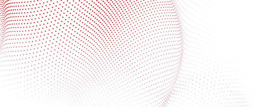 Abstract background with a dynamic wave of red dots