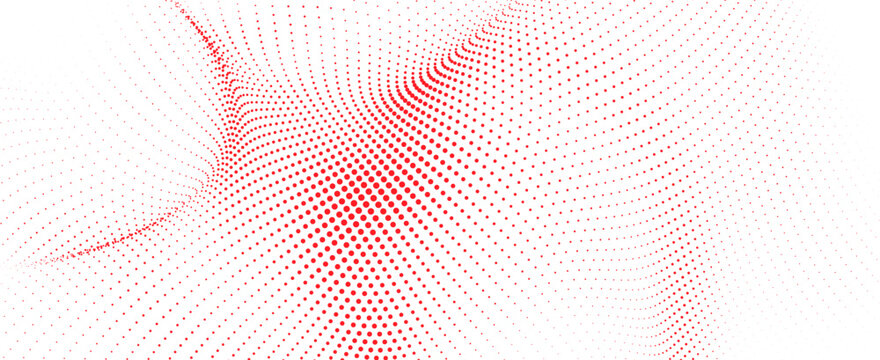 Abstract background with a dynamic wave of red dots