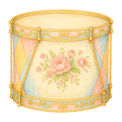 Obraz premium PNG Vintage floral drum illustration