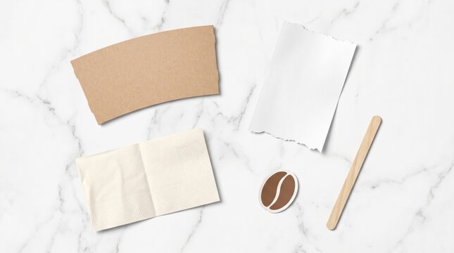 Paper Ruler Pen Flat Lay Marble Photo