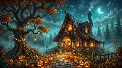 Obraz premium halloween pumpkin and pumpkins with ai generative
