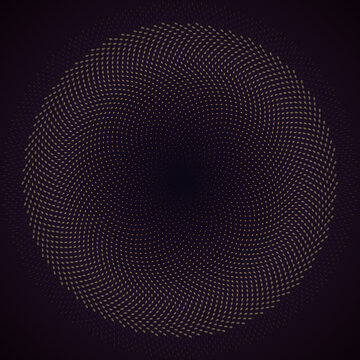 Golden dot phyllotaxis spiral pattern with cosmic motion effect