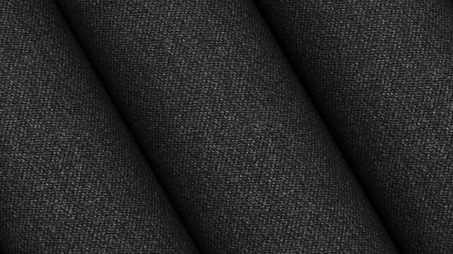 Smooth rotating rolls of Italian dark gray melange wool lycra fabric displaying flexible modern suiting texture and high performance textile material