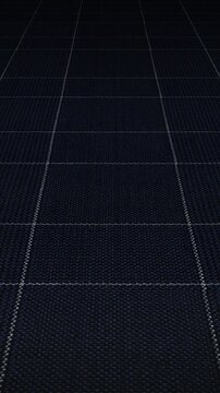 Slow linear sweep over Italian navy blue windowpane check wool fabric showcasing classic tailored grid pattern and high quality menswear material design
