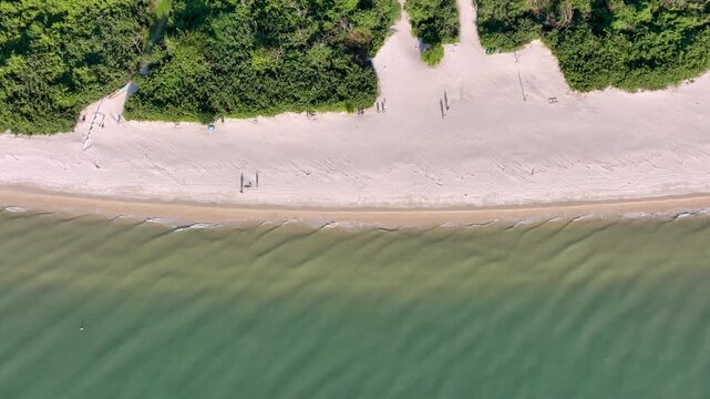 Florian&oacute;polis, Daniela Beach. Aerial View of Tropical Coastline. Establishing Shot. Santa Catarina, Brazil.
