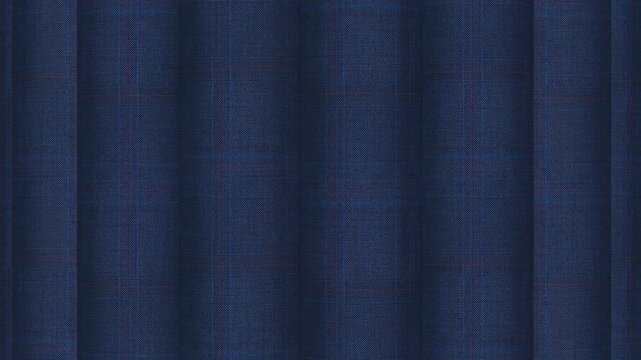 Smooth circular rotation of Italian midnight blue glen plaid wool fabric rolls revealing deep rich tones and elegant classical check pattern material