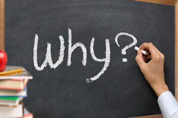Hand writing why question on a blackboard © nayefhammouri