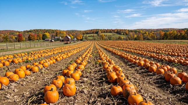 Pumpkin Patch Field Autumn Harvest Farm Landscape