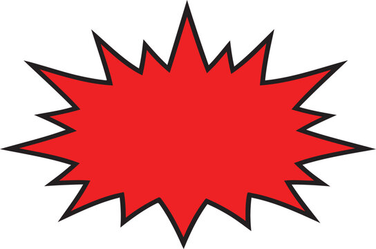 Comic Starburst Vector Red comic starburst explosion badge shape vector design for sale discount promotion marketing and advertising banner element
