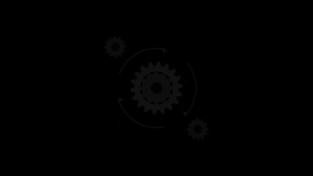 Abstract circular patterns rotate slowly against a dark background with subtle light effects