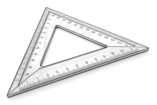 Set of two geometric triangle rulers with measurement scales