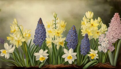 Obraz premium Group Of Hyacinths And Narcissus
