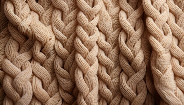 Primer Plano De La Textura De Un Sueter De Lana Tejida Beige Acogedor