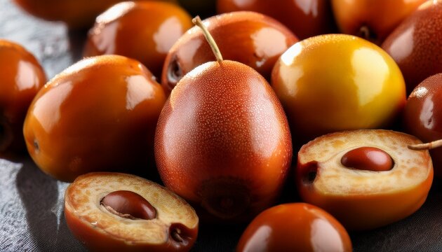 Ripe Jujube Ziziphus Fruits Closeup
