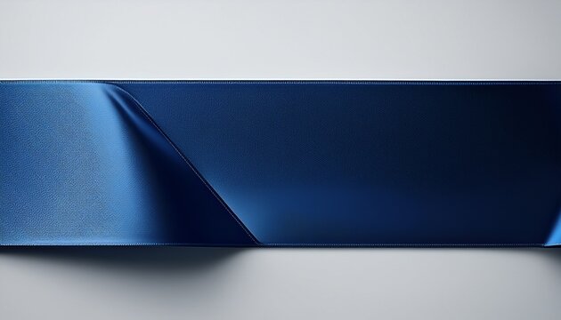 Solid Dark Blue Ribbon Banner With A Slight Parallelogram Shape On A Clean White Background