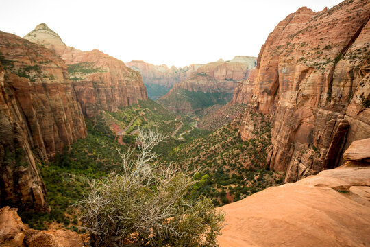 View from the Pine Creek Canyon overlook at Zion National Park, Utah