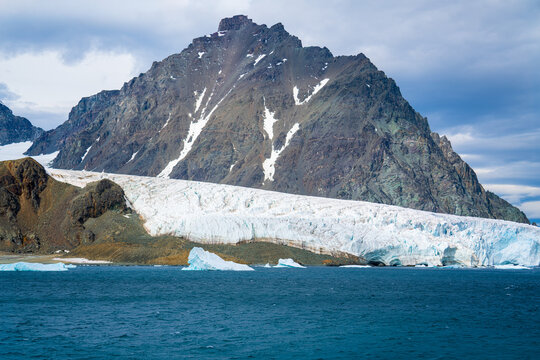 Antarctica: in the Gerlache Strait side view of  the glacier.
