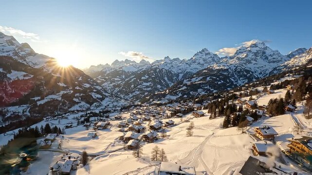 Zermatt Village and Matterhorn