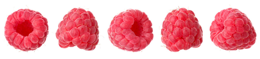 Fresh raspberries isolated on white, set. Summer berry © New Africa