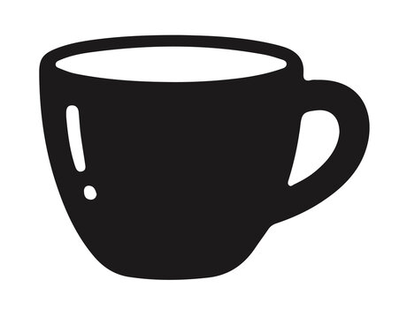 Minimalist ceramic tea cup cafe stencil vector graphic