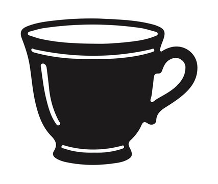 Minimalist ceramic tea cup cafe stencil vector graphic